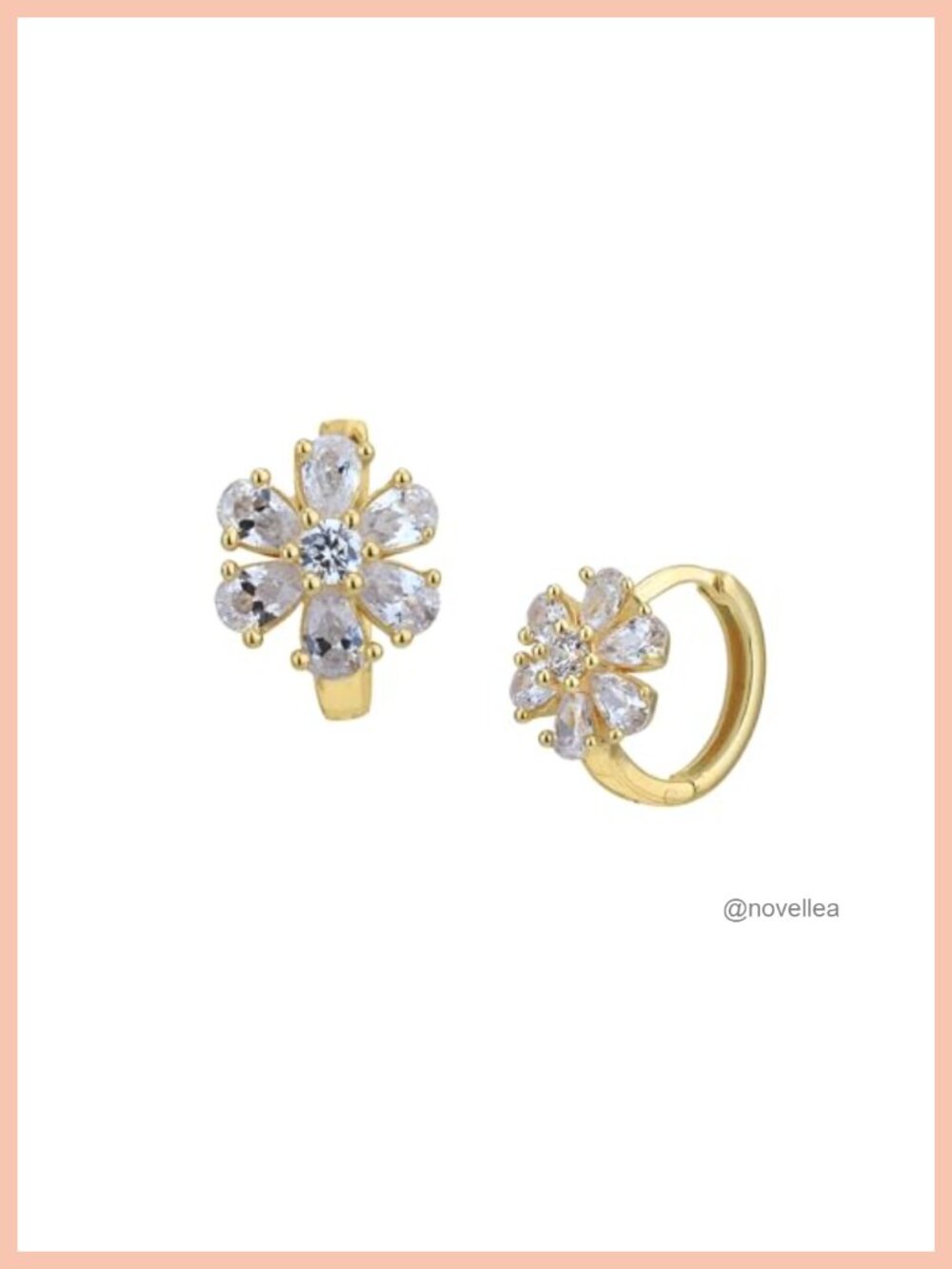 18K Gold Plated Floral Mini Hoop Earrings with Cubic Zirconia, Hypoallergenic